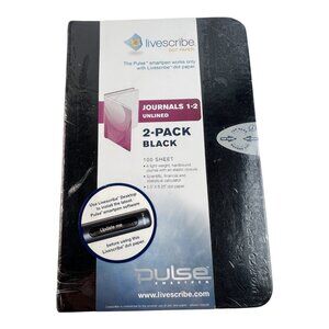 Livescribe Dot Paper Journals, 2-Pack Black, Unlined SEALED UPC  892515002163